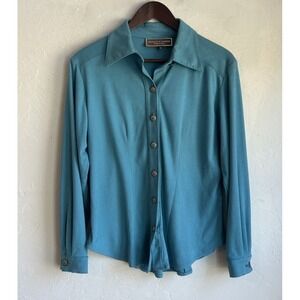Double D Ranch Button Up Top S Teal Blue Concho Western Luxury Cowgirl USA Made